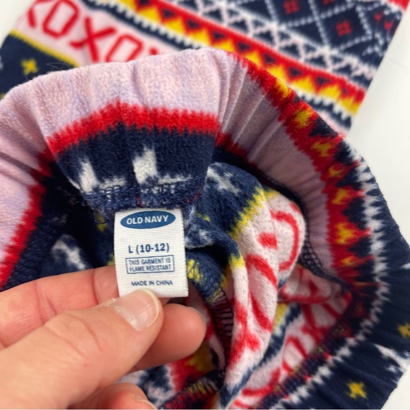 Old Navy Fair Isle Fleece Holiday Pants L 10-12 - Picture 4 of 4